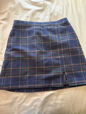 Plaid Mini Skirt in Navy with Green and Red Accent